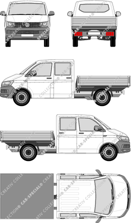 Volkswagen Transporter, T6, platform, long wheelbase, double cab (2015)