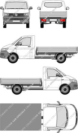 Volkswagen Transporter, T6, Tiefladepritsche, empattement long, Einzelkabine (2015)