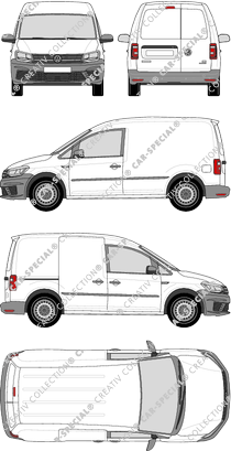 Volkswagen Caddy, van/transporter, Rear Wing Doors, 1 Sliding Door (2015)