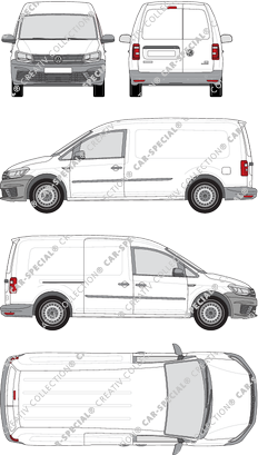 Volkswagen Caddy, Maxi, furgón, Rear Wing Doors, 1 Sliding Door (2015)