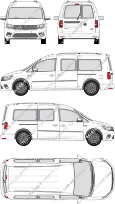 Volkswagen Caddy, Maxi, furgón, Rear Wing Doors, 2 Sliding Doors (2015)