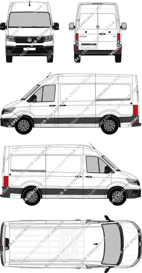 Volkswagen Crafter, high roof, van/transporter, L3H3, medium wheelbase, Rear Wing Doors, 2 Sliding Doors (2017)