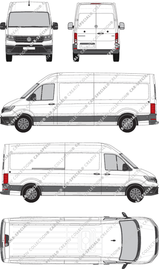 Volkswagen Crafter, Hochdach, Kastenwagen, L4H3, Radstand lang, Rear Wing Doors, 1 Sliding Door (2017)