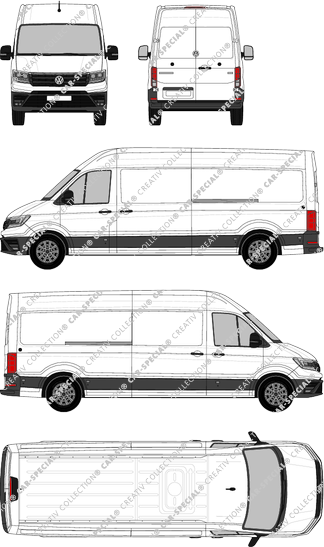 Volkswagen Crafter, toit haut, furgone, L4H3, empattement long, Rear Wing Doors, 2 Sliding Doors (2017)