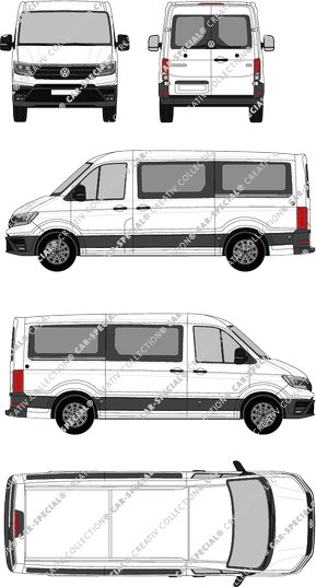 Volkswagen Crafter, Normaldach, Kleinbus, L3H2, Radstand mittellang, Rear Wing Doors, 2 Sliding Doors (2017)