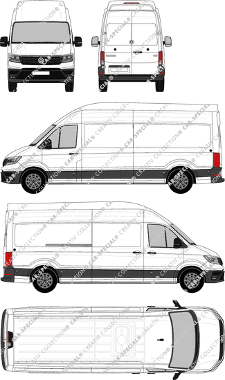 Volkswagen Crafter, super high roof, van/transporter, L4H4, long, Rear Wing Doors, 1 Sliding Door (2017)