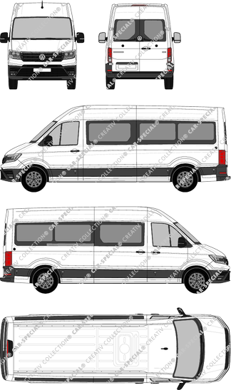 Volkswagen Crafter, microbús, L4H3, largo, Rear Wing Doors, 1 Sliding Door (2017)