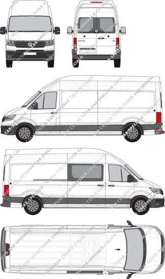 Volkswagen Crafter, Superhochdach, fourgon, L4H4, Lang, Heck verglast, rechts teilverglast, Rear Wing Doors, 1 Sliding Door (2017)