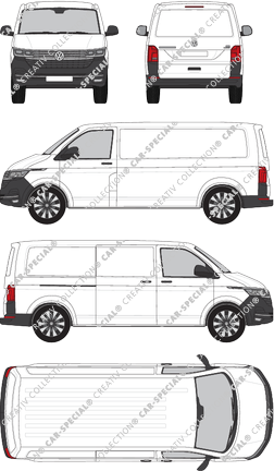 Volkswagen Transporter, T6.1, van/transporter, normal roof, long wheelbase, Rear Flap, 1 Sliding Door (2019)