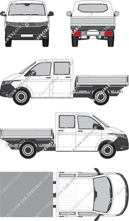 Volkswagen Transporter, T6.1, catre, paso de rueda largo, cabina doble (2019)