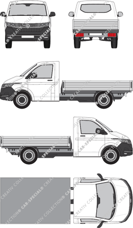 Volkswagen Transporter, T6.1, low-loading platform, long wheelbase, single cab (2019)