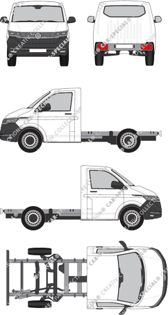 Volkswagen Transporter, T6.1, Chasis para superestructuras, paso de rueda corto, cabina individual (2019)