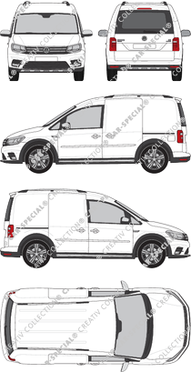 Volkswagen Caddy Alltrack, van/transporter, rear window, Rear Flap, 2 Sliding Doors (2015)