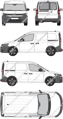 Volkswagen Caddy Cargo, furgone, vitre arrière, Rear Wing Doors, 2 Sliding Doors (2020)