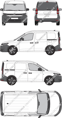 Volkswagen Caddy Cargo, furgone, vitre arrière, Rear Flap, 2 Sliding Doors (2020)