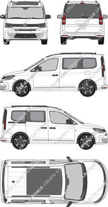 Volkswagen Caddy Kombi, furgone, vitré, Rear Flap, 1 Sliding Door (2020)