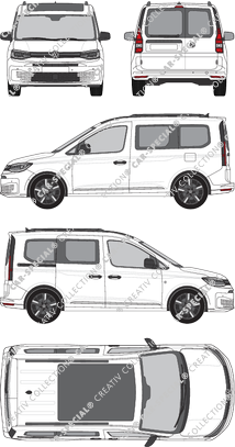 Volkswagen Caddy Kombi, furgone, vitré, Rear Wing Doors, 1 Sliding Door (2020)