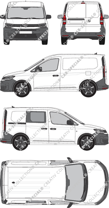 Volkswagen Caddy Cargo, fourgon, rechts teilverglast, Rear Wing Doors, 1 Sliding Door (2020)