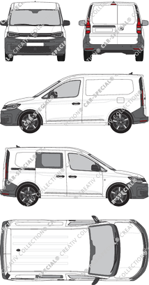 Volkswagen Caddy Cargo, Kastenwagen, rechts teilverglast, Rear Wing Doors, 1 Sliding Door (2020)