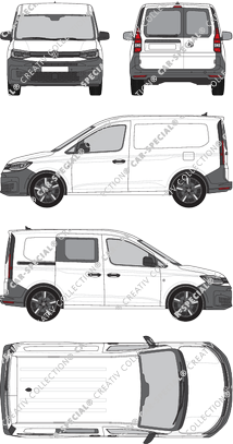 Volkswagen Caddy Cargo, Kastenwagen, Heck verglast, rechts teilverglast, Rear Wing Doors, 1 Sliding Door (2020)