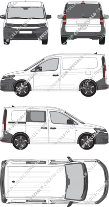Volkswagen Caddy Cargo, van/transporter, Heck verglast, rechts teilverglast, Rear Flap, 1 Sliding Door (2020)