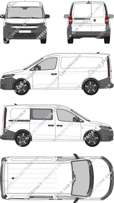 Volkswagen Caddy Cargo, Kastenwagen, rechts teilverglast, Rear Wing Doors, 1 Sliding Door (2020)