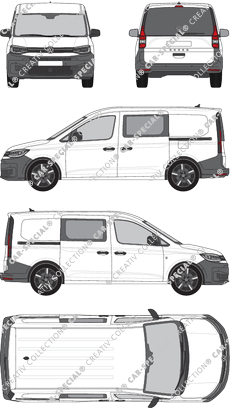 Volkswagen Caddy Cargo, furgone, vitre arrière, Doppelkabine, Rear Flap, 2 Sliding Doors (2020)