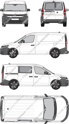 Volkswagen Caddy Cargo, fourgon, Heck verglast, rechts teilverglast, Rear Wing Doors, 1 Sliding Door (2020)