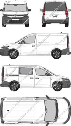 Volkswagen Caddy Cargo, furgón, Heck verglast, rechts teilverglast, Rear Flap, 1 Sliding Door (2020)