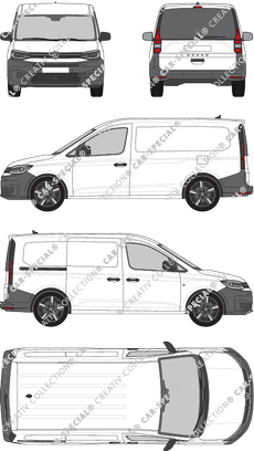 Volkswagen Caddy Cargo, furgone, vitre arrière, Rear Flap, 1 Sliding Door (2020)