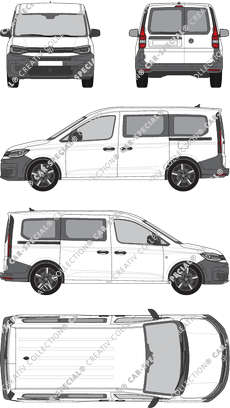 Volkswagen Caddy Cargo, furgón, acristalado, Rear Wing Doors, 1 Sliding Door (2020)