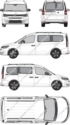 Volkswagen Caddy Kombi, furgone, vitré, Rear Wing Doors, 1 Sliding Door (2020)