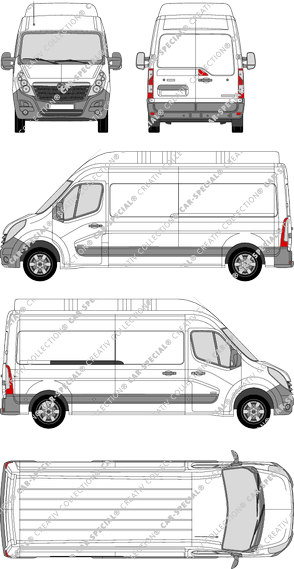 Vauxhall Movano, FWD, van/transporter, L3H3, Rear Wing Doors, 1 Sliding Door (2010)
