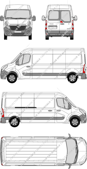 Vauxhall Movano, FWD, van/transporter, L3H2, rear window, Rear Wing Doors, 1 Sliding Door (2010)