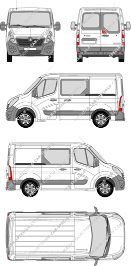 Vauxhall Movano, Heck verglast, FWD, fourgon, L1H1, Heck verglast, double cabine, Rear Wing Doors, 2 Sliding Doors (2010)