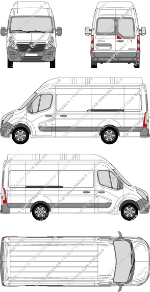 Vauxhall Movano, RWD, van/transporter, L3H3, rear window, Rear Wing Doors, 2 Sliding Doors (2010)