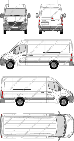 Vauxhall Movano, RWD, Kastenwagen, L3H2, Rear Wing Doors, 2 Sliding Doors (2010)