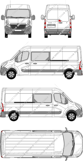 Vauxhall Movano, FWD, furgone, L3H2, Doppelkabine, Rear Wing Doors, 2 Sliding Doors (2010)
