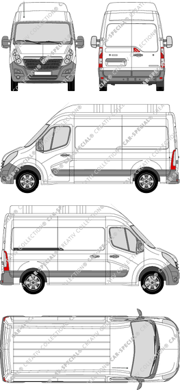 Vauxhall Movano, FWD, Kastenwagen, L2H3, Rear Wing Doors, 1 Sliding Door (2010)