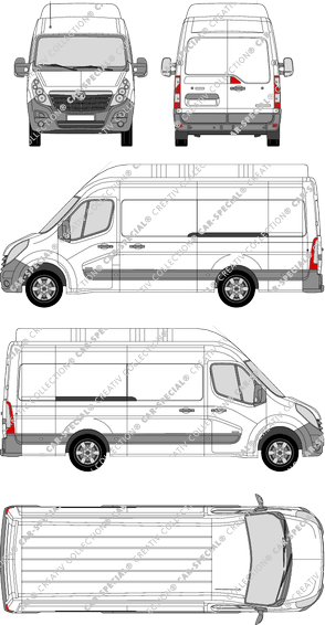 Vauxhall Movano, RWD, furgone, L3H3, Rear Wing Doors, 2 Sliding Doors (2010)