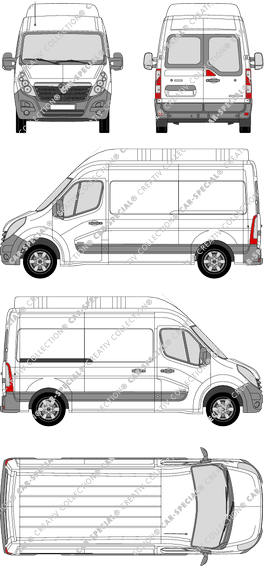 Vauxhall Movano, FWD, Kastenwagen, L2H3, Heck verglast, Rear Wing Doors, 1 Sliding Door (2010)