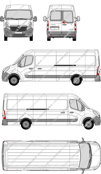 Vauxhall Movano, RWD, furgone, L4H2, vitre arrière, Rear Wing Doors, 2 Sliding Doors (2010)