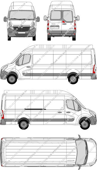 Vauxhall Movano, RWD, Kastenwagen, L4H3, Heck verglast, Rear Wing Doors, 1 Sliding Door (2010)