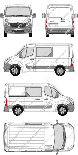 Vauxhall Movano, FWD, furgone, L1H1, Doppelkabine, Rear Wing Doors, 1 Sliding Door (2010)
