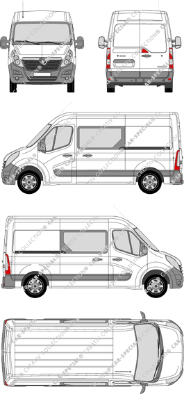 Vauxhall Movano, FWD, fourgon, L2H2, double cabine, Rear Wing Doors, 2 Sliding Doors (2010)