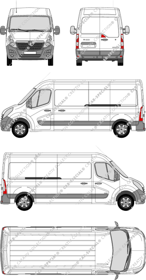 Vauxhall Movano, FWD, van/transporter, L3H2, Rear Wing Doors, 2 Sliding Doors (2010)