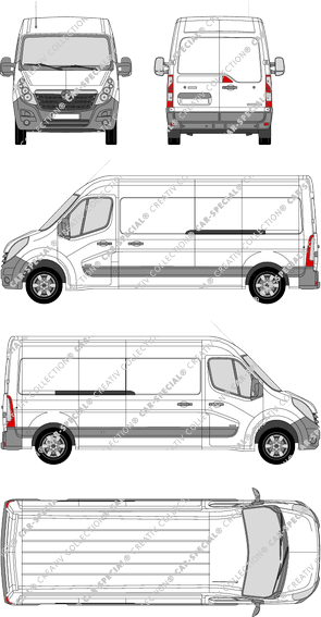 Vauxhall Movano, FWD, Kastenwagen, L3H2, Rear Wing Doors, 2 Sliding Doors (2010)