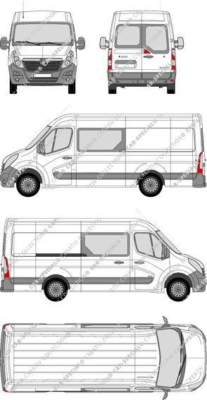 Vauxhall Movano, Heck verglast, RWD, fourgon, L3H2, Heck verglast, double cabine, Rear Wing Doors, 1 Sliding Door (2010)