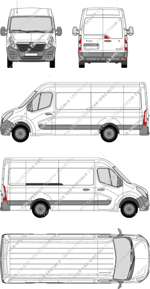 Vauxhall Movano, RWD, furgón, L3H2, Rear Wing Doors, 1 Sliding Door (2010)