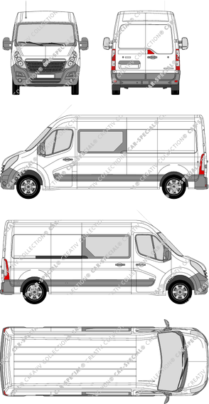 Vauxhall Movano, FWD, furgone, L3H2, Doppelkabine, Rear Wing Doors, 1 Sliding Door (2010)